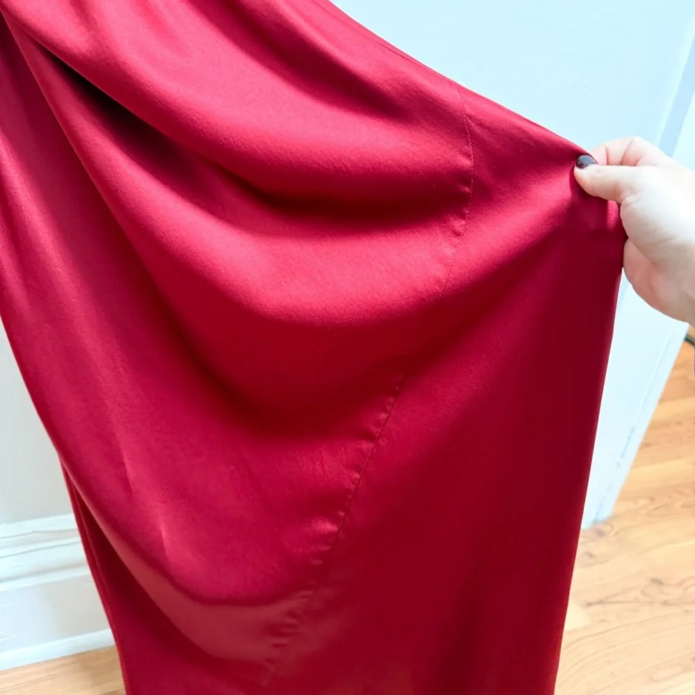 Reformation Cassette high neck cowl silk red dress sangre red NWT Size 6 formal - Picture 9 of 16